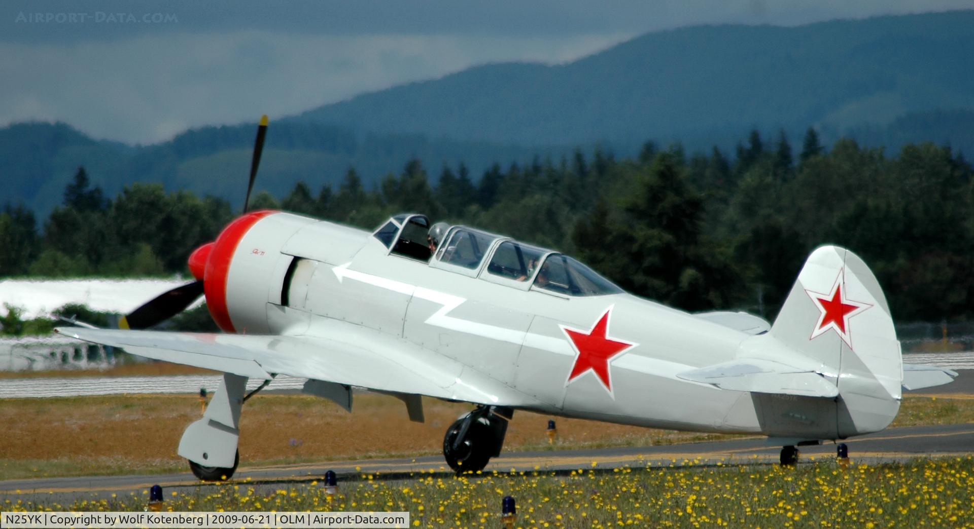 N25YK, 1955 Yakovlev Yak-11 C/N 25 III/25, waiting for clearance