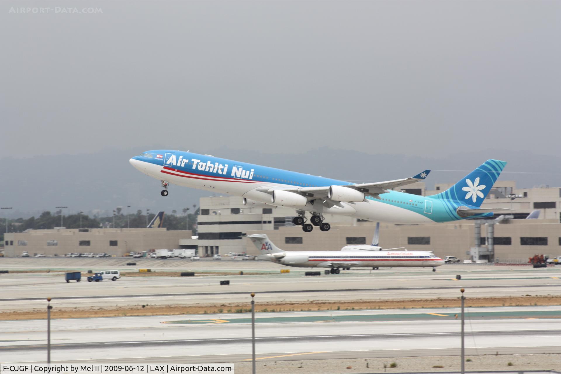 F-OJGF, 2001 Airbus A340-313 C/N 385, THT8 - KLAX-LFPG - Departing RWY 25R