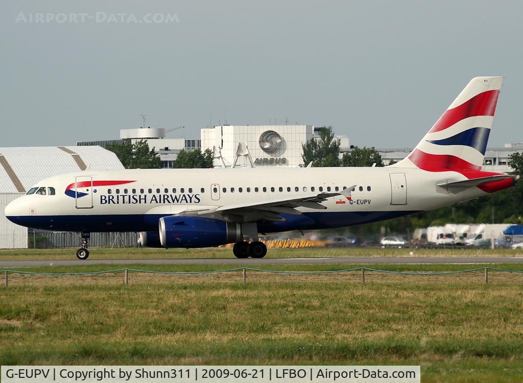 G-EUPV, 2001 Airbus A319-131 C/N 1423, Lining up rwy 32R for departure...