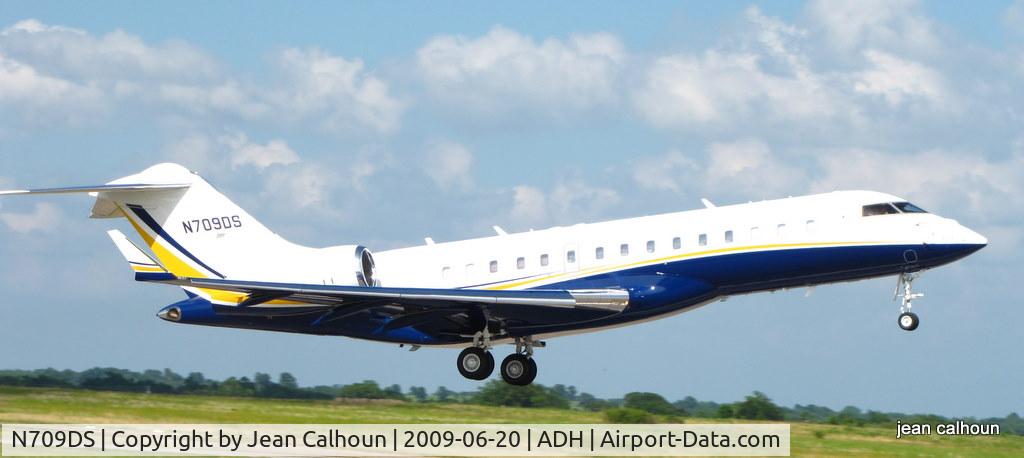 N709DS, 2008 Bombardier BD-700-1A10 Global Express XRS C/N 9278, Bombardier taking off from Ada Municipal Airport