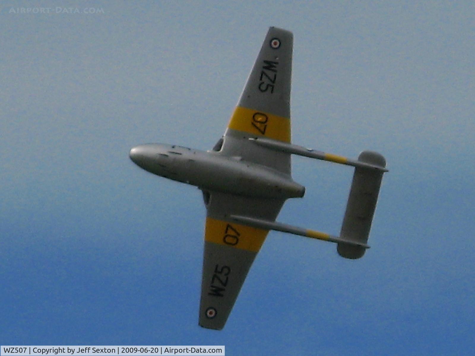 WZ507, 1954 De Havilland DH-115 Vampire T.11 C/N 15127, De Havilland Vampire T 11 at Margate Airshow. 1950's RAF jet fighter.