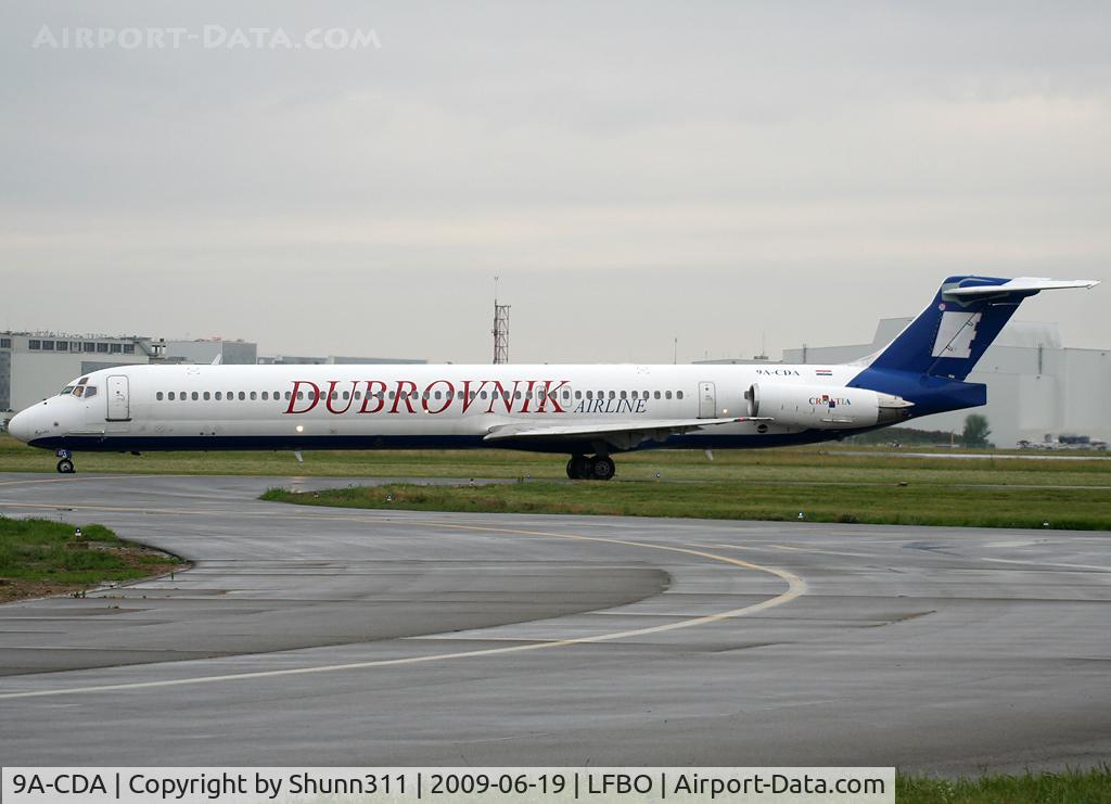 9A-CDA, 1987 McDonnell Douglas MD-83 (DC-9-83) C/N 49602, Taxinng holding point rwy 32R for departure...