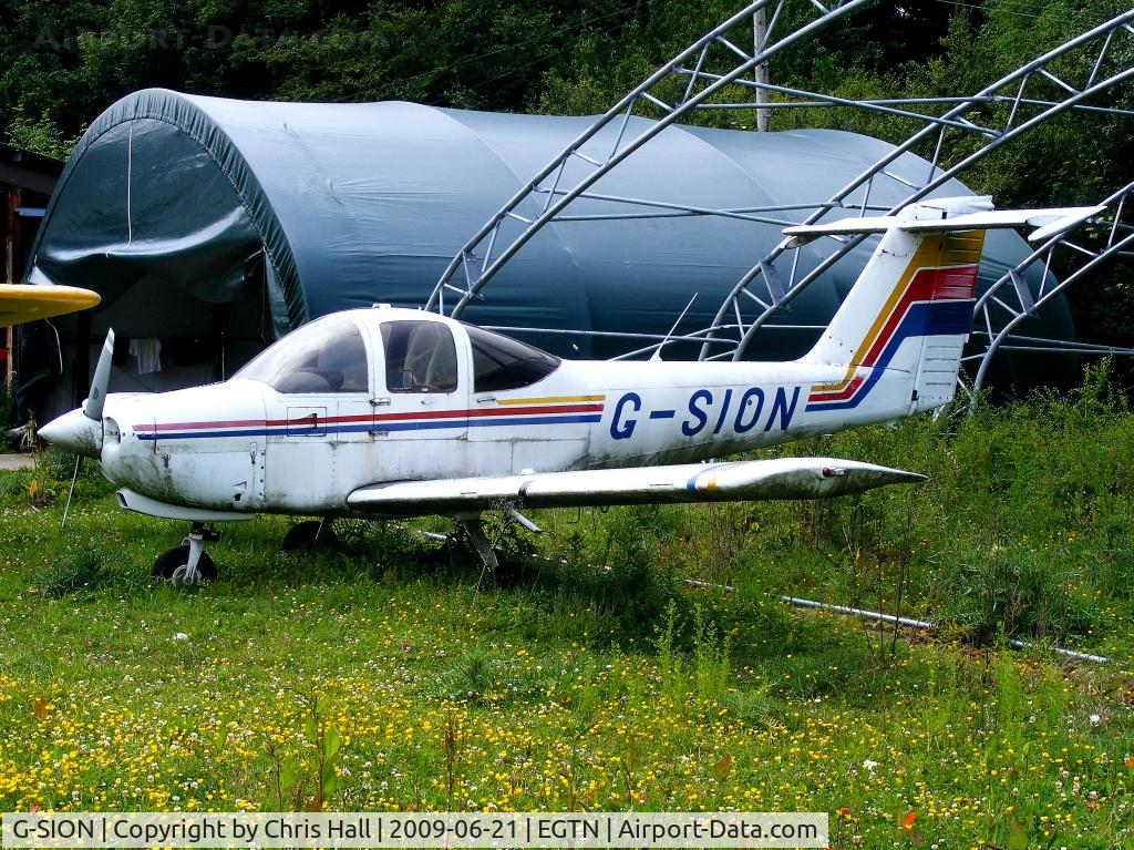 G-SION, 1981 Piper PA-38-112 Tomahawk Tomahawk C/N 38-81A0146, wfu after an accident at Enstone Airfield on 2nd July 1997