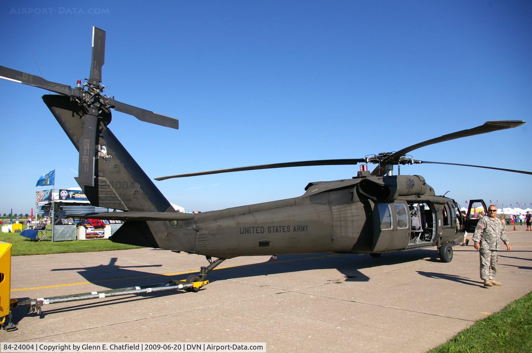84-24004, 1984 Sikorsky UH-60A Black Hawk C/N 70.845, Quad Cities Air Show.  tugging over for display