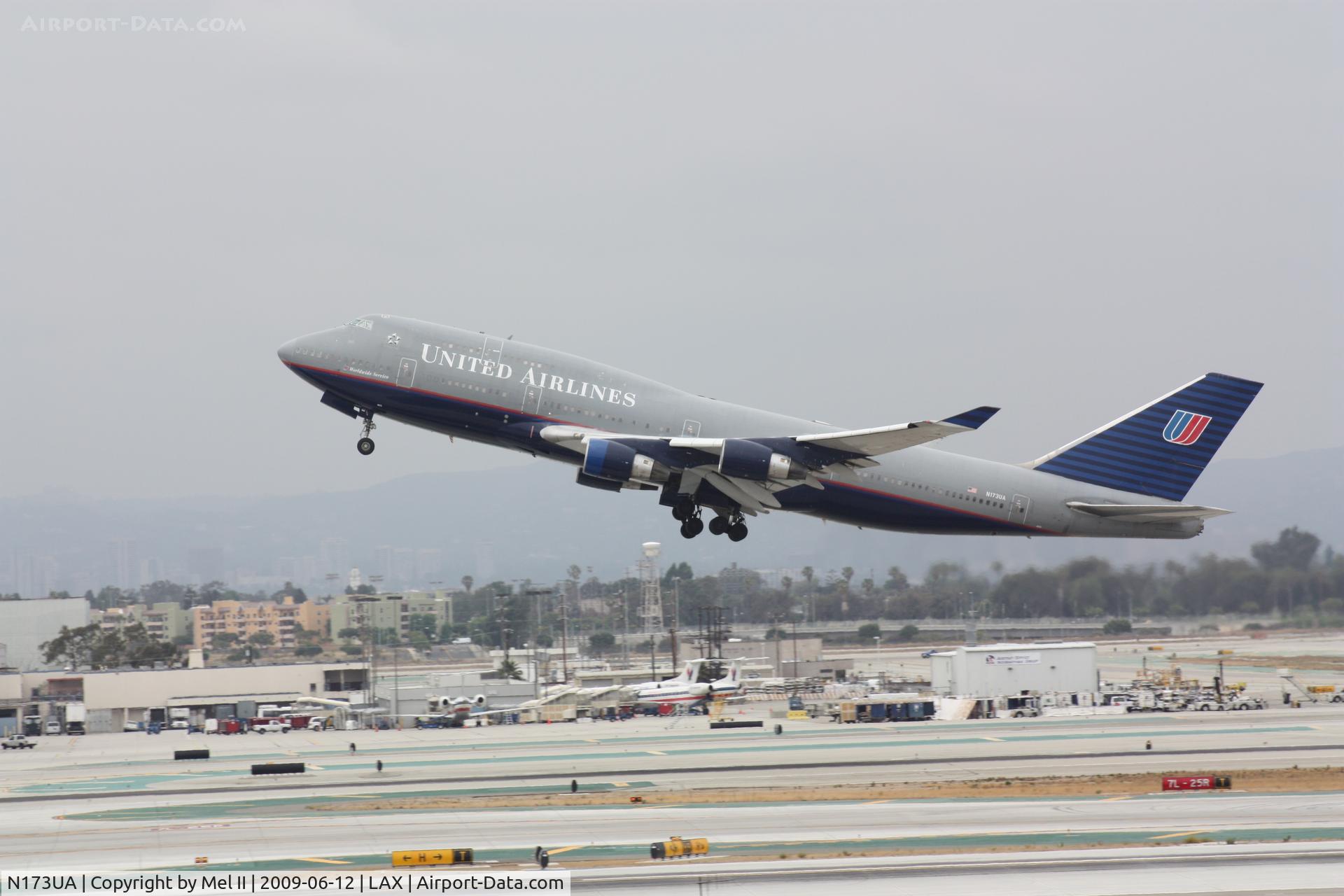 N173UA, 1989 Boeing 747-422 C/N 24380, UAL891 - KLAX-RJAA - Departing RWY 25R