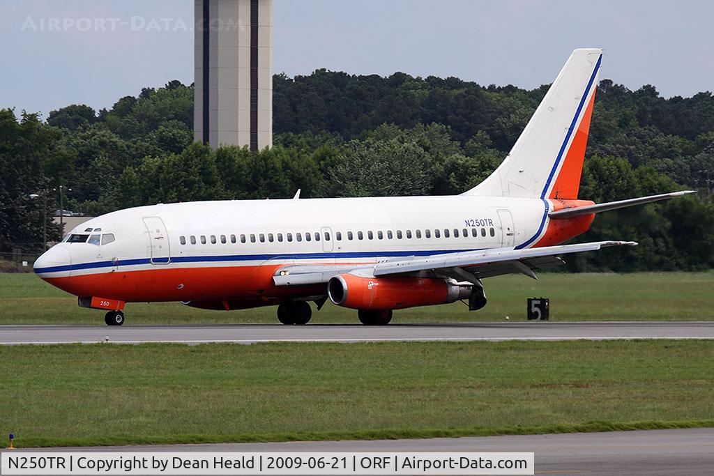 N250TR, 1981 Boeing 737-2K5 C/N 22597, Pace Airlines N250TR (FLT PCE268) rolling out on RWY 5 after arrival from Richmond Int'l (KRIC) to pick up some Atlantic City-bound casino guests.