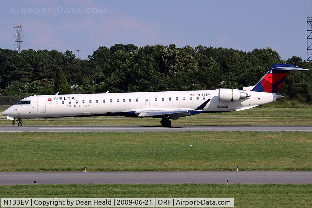 N133EV, 2009 Bombardier CRJ-900ER (CL-600-2D24) C/N 15222, Delta Connection (Atlantic Southeast Airlines) N133EV (FLT ASQ4934) rolling out on RWY 5 after arrival from Hartsfield-Jackson/Atlanta Int'l (KATL).