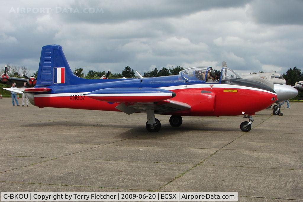 G-BKOU, 1961 Hunting P-84 Jet Provost T.3 C/N PAC/W/13901, XN637 Jet Provost T3 at North Weald on 2009 Air Britain Fly-in Day 1