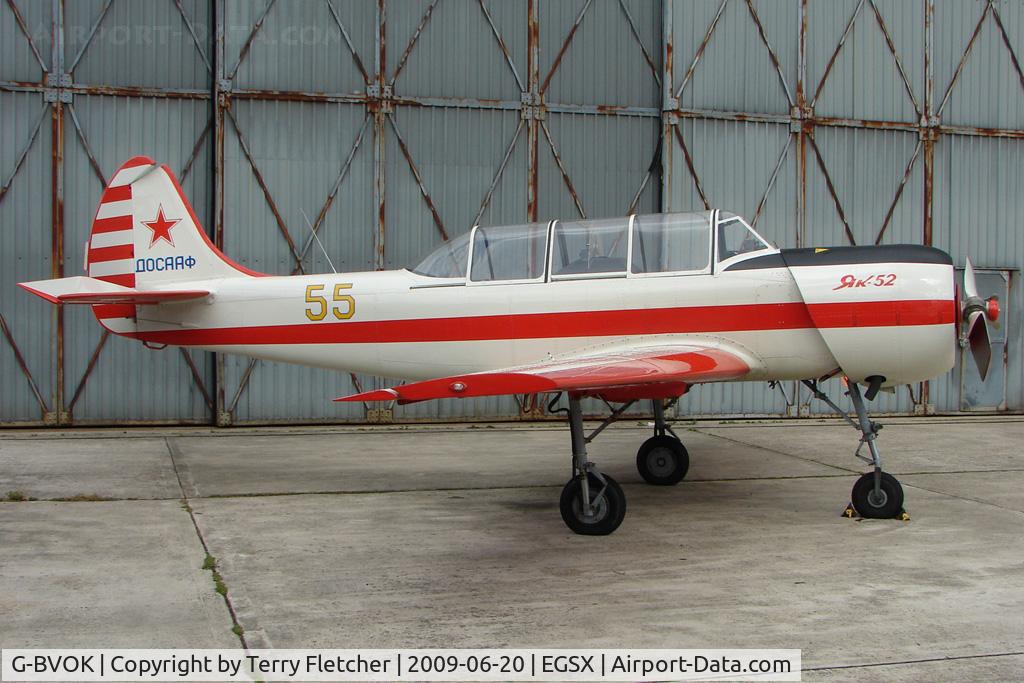 G-BVOK, 1991 Yakovlev (Aerostar) Yak-52 C/N 9111505, Yak 52 at North Weald on 2009 Air Britain Fly-in Day 1