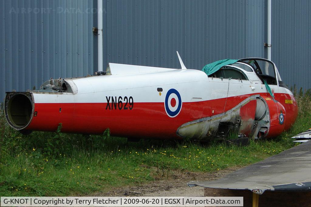 G-KNOT, 1961 Hunting P-84 Jet Provost T.3A C/N PAC/W/13893, Dismantled Provost  XN 629 at North Weald on 2009 Air Britain Fly-in Day 1