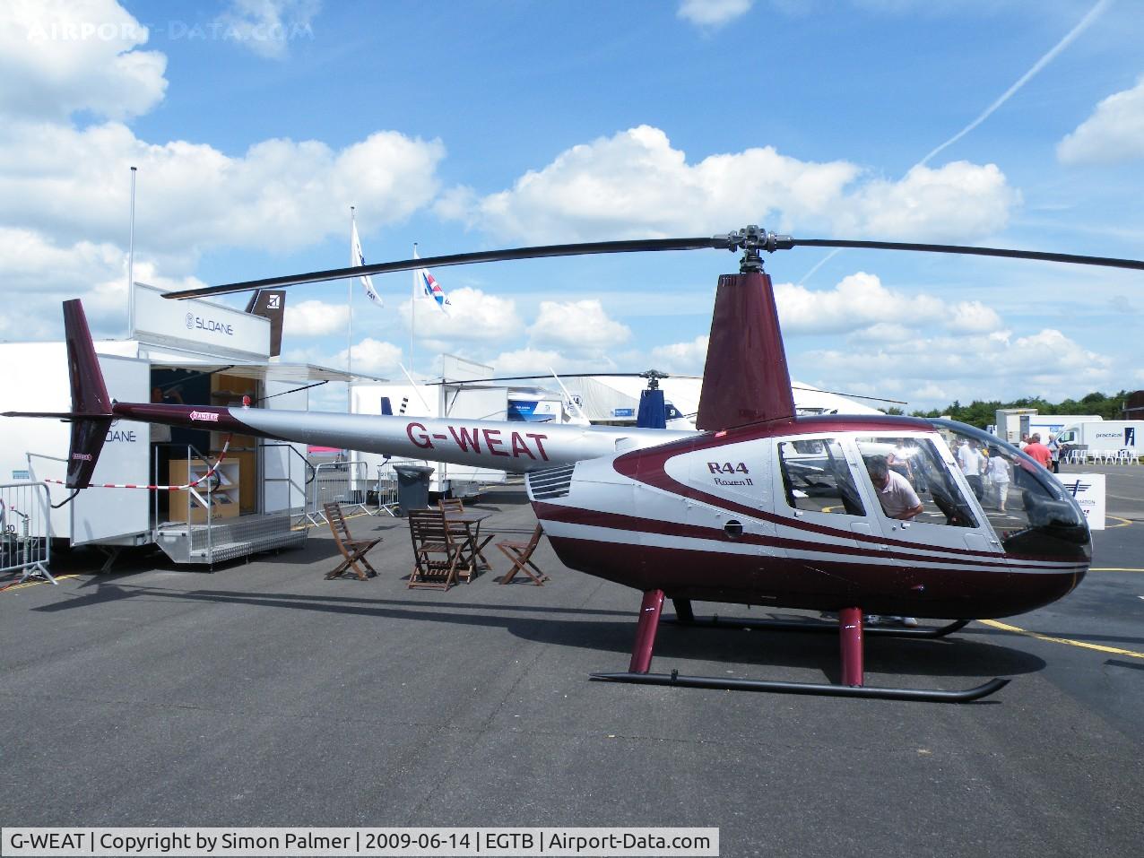 G-WEAT, 2009 Robinson R44 Raven II C/N 12722, Robinson R-44 exhibited at Aero Expo 2009