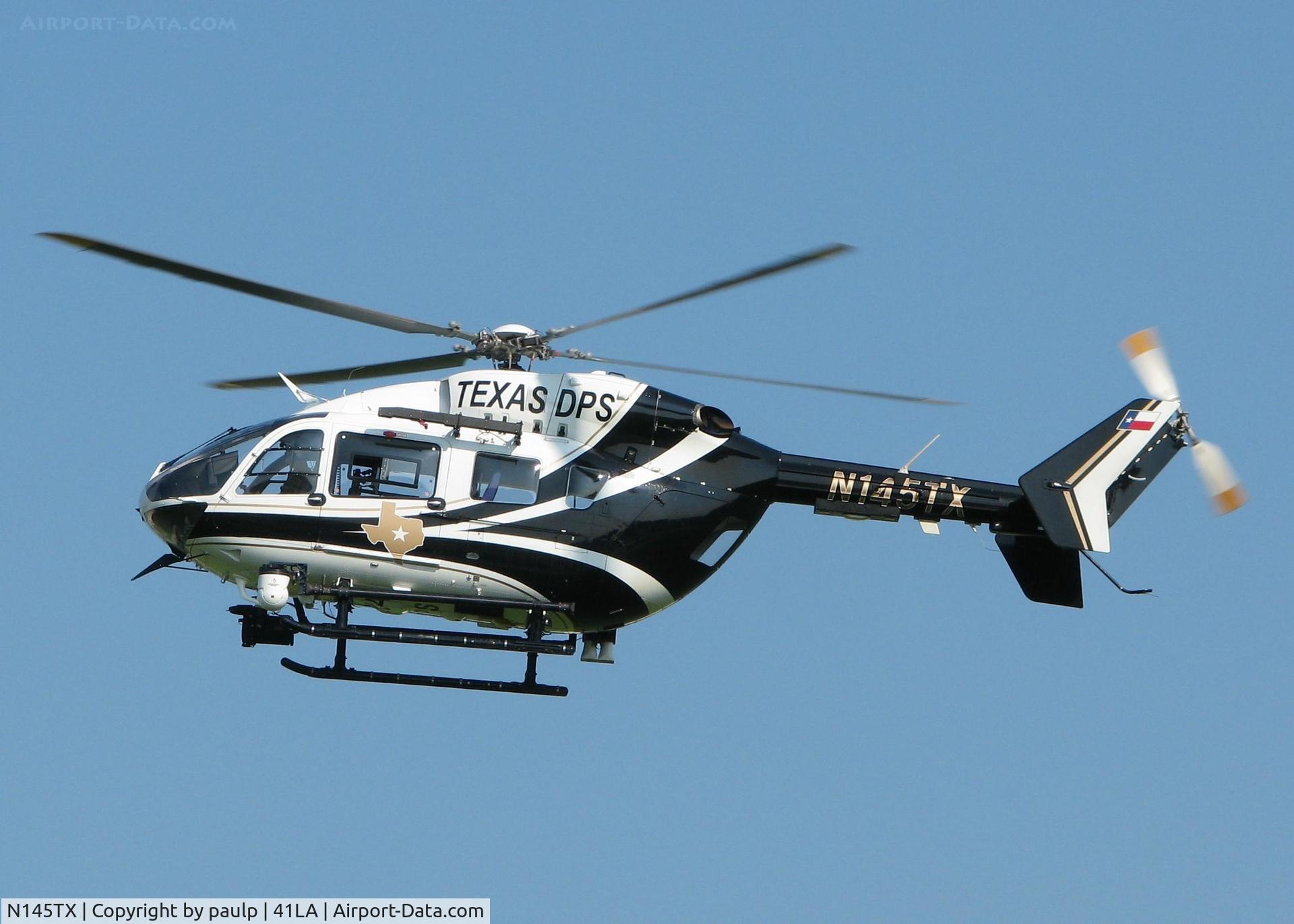 N145TX, Eurocopter-Kawasaki EC-145 (BK-117C-2) C/N 9166, Landing at Metro Aviation near the Shreveport Downtown airport.