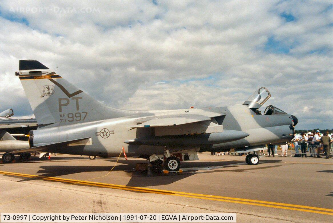 73-0997, 1973 LTV A-7D Corsair II C/N D-393, A-7D Corsair of 146th Tactical Fighter Squadron Pennsylvania ANG at the 1991 Intnl Air Tattoo at RAF Fairford.