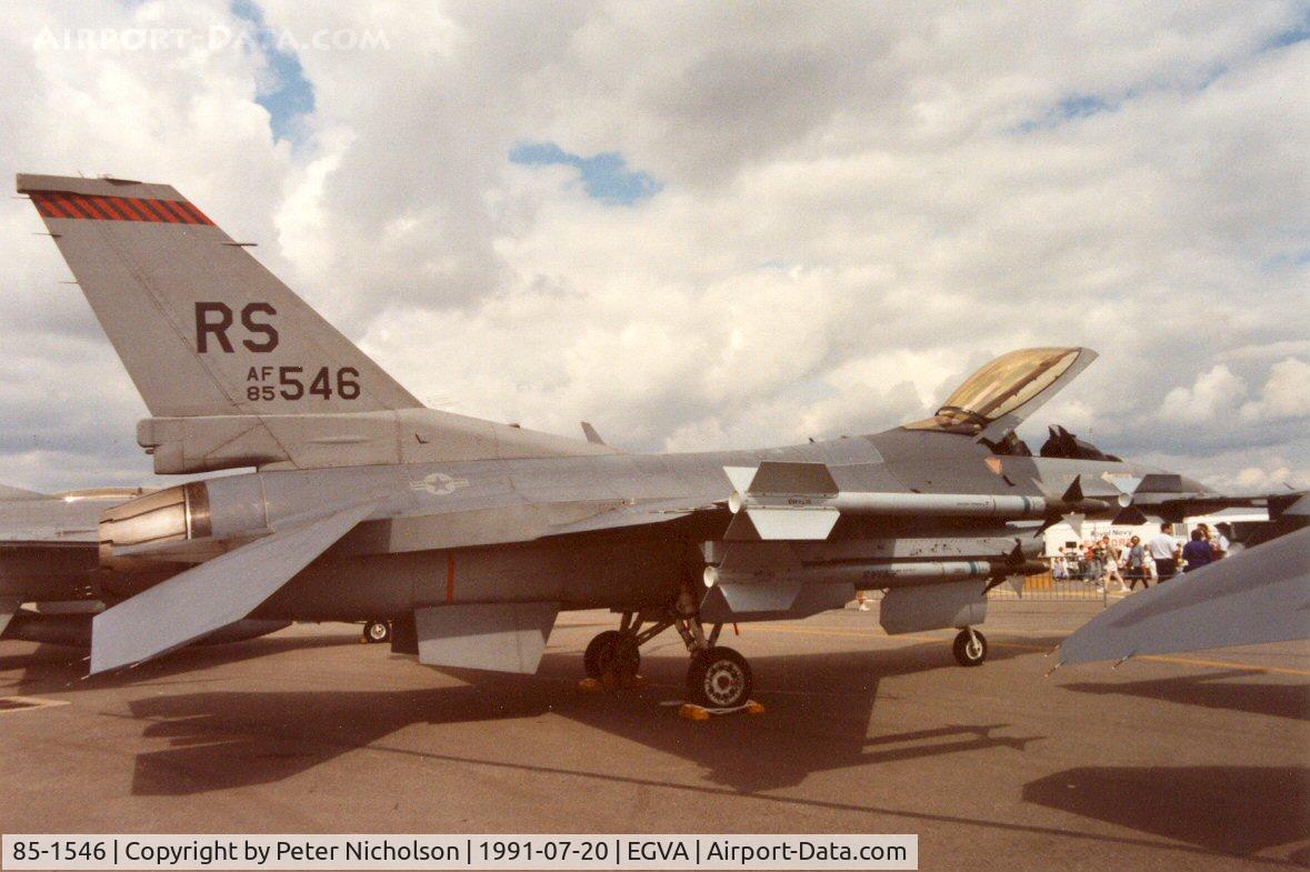 85-1546, 1985 General Dynamics F-16C Fighting Falcon C/N 5C-288, F-16C Falcon of 526th Tactical Fighter Squadron/86th Tactical Fighter Wing at the 1991 Intnl Air Tattoo at RAF Fairford.