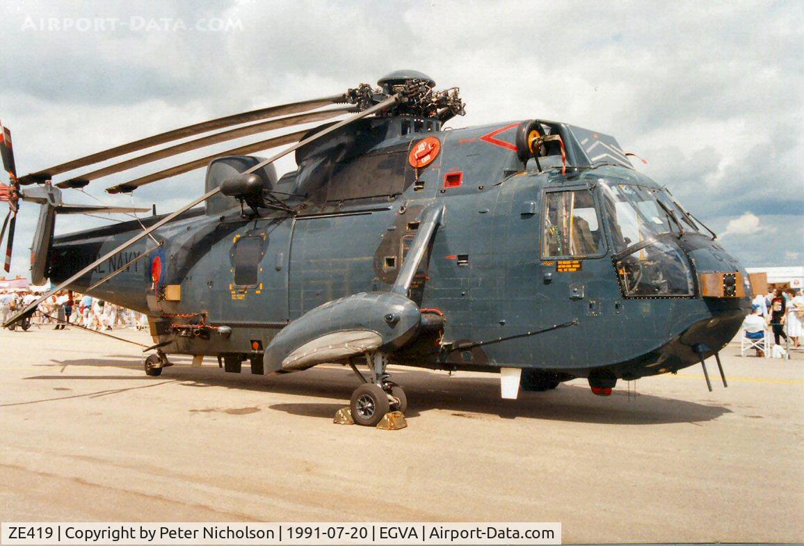 ZE419, 1986 Westland Sea King HAS.6 C/N WA957, Sea King HAS.6 of 814 Squadron at the 1991 Intnl Air Tattoo at RAF Fairford.