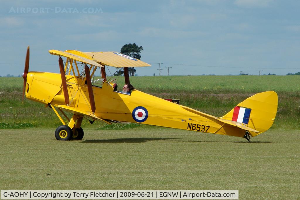 G-AOHY, 1939 De Havilland DH-82A Tiger Moth II C/N 3850, Tiger Moth ex N6537 wears its previous marks at North Weald on 2009 Air Britain Fly-in Day 1