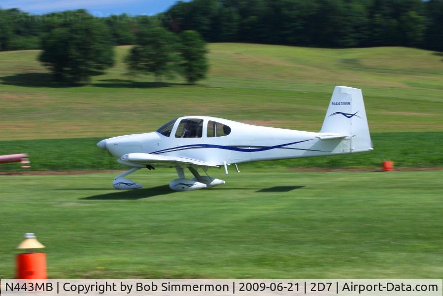 N443MB, 2007 Vans RV-10 C/N 40629, Landing on 28 at the Beach City, Ohio Father's Day fly-in.
