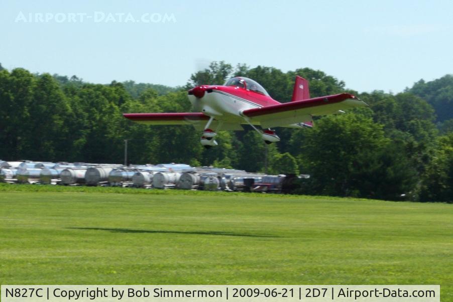 N827C, 2001 Vans RV-8A C/N 81106, Landing on 28 at the Beach City, Ohio Father's Day fly-in.