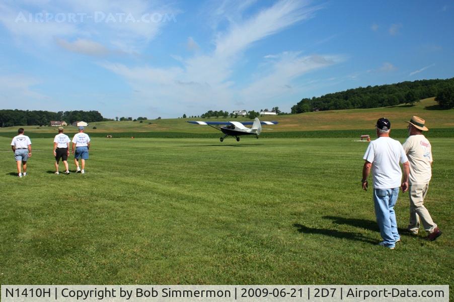N1410H, 1949 Aeronca 15AC Sedan C/N 15AC-462, Landing on 28 at the Beach City, Ohio Father's Day fly-in.