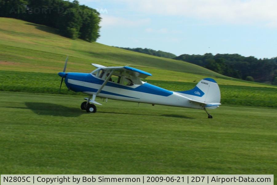 N2805C, 1954 Cessna 170B C/N 26348, Landing on 28 at the Beach City, Ohio Father's Day fly-in.