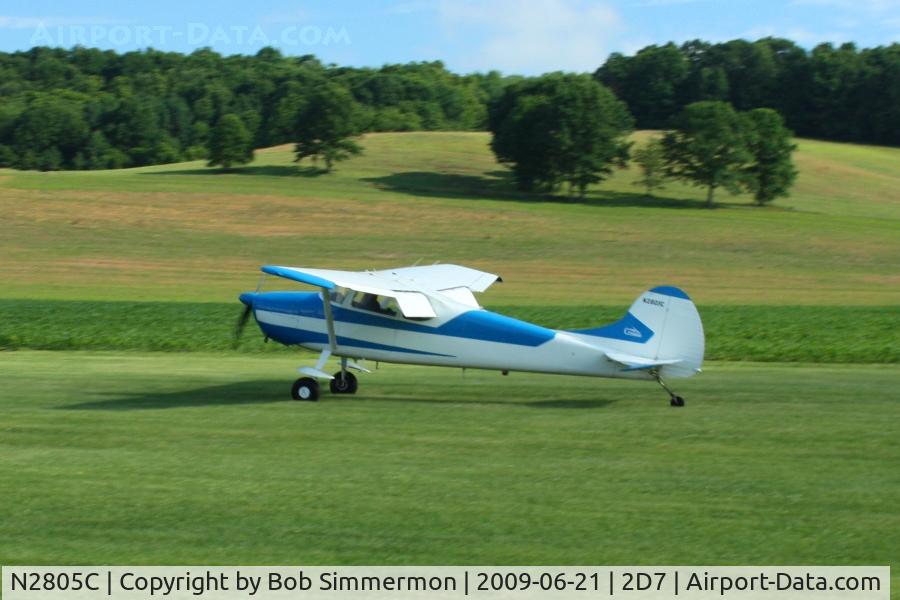 N2805C, 1954 Cessna 170B C/N 26348, Landing on 28 at the Beach City, Ohio Father's Day fly-in.