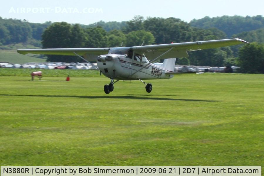 N3880R, 1966 Cessna 172H C/N 17255380, Landing on 28 at the Beach City, Ohio Father's Day fly-in.