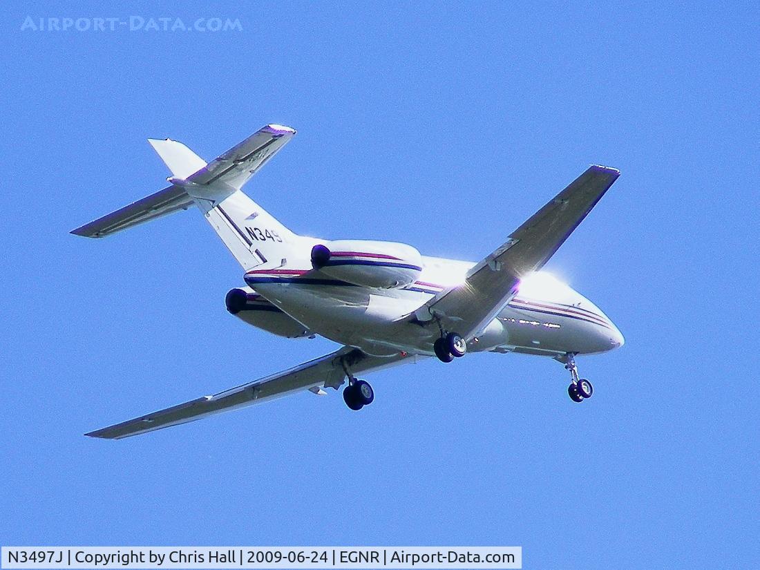 N3497J, 2008 Hawker Beechcraft 750 C/N HB-27, departing from Hawarden