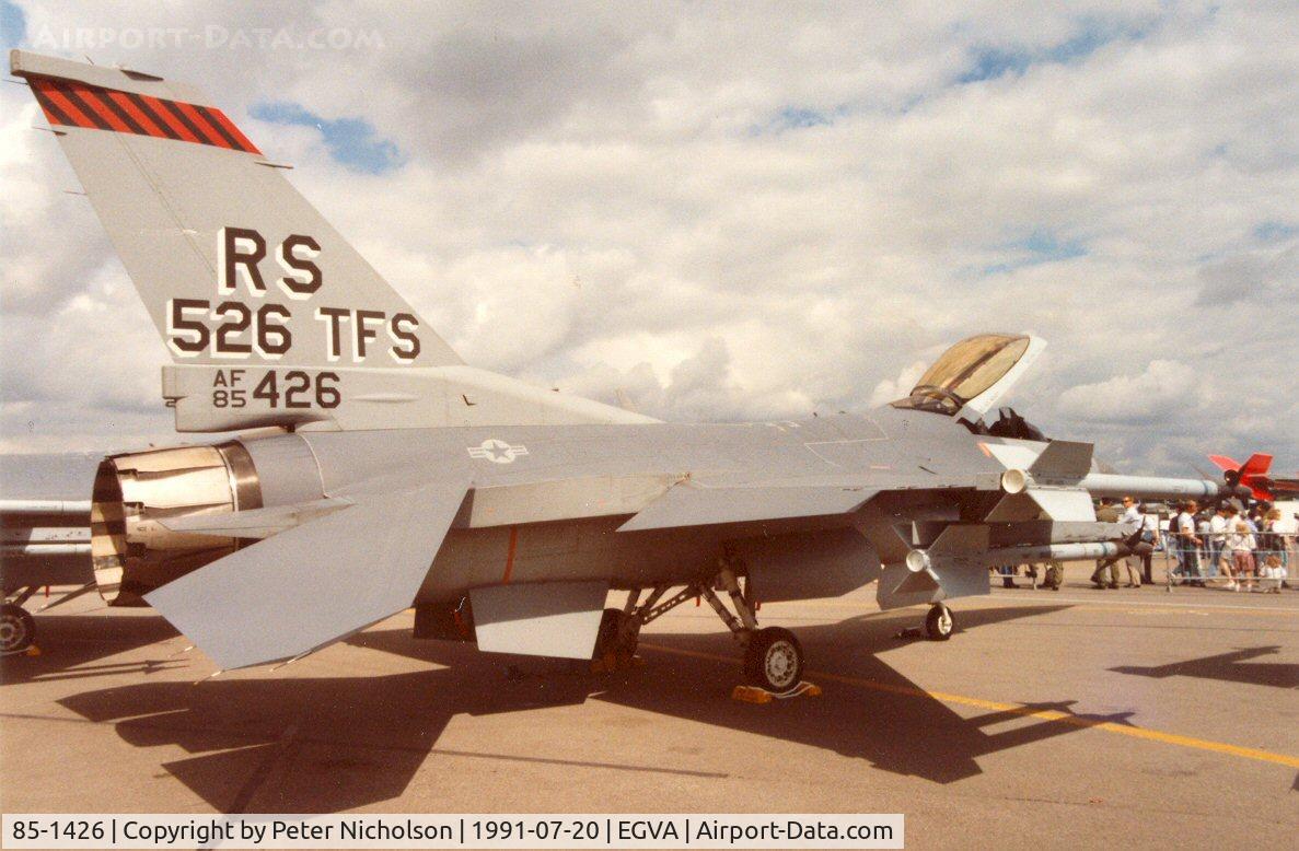 85-1426, 1985 General Dynamics F-16C Fighting Falcon C/N 5C-206, F-16C Falcon, callsign Cash 11, of 526th Tactical Fighter Squadron/86th Tactical Fighter Wing at the 1991 Intnl Air Tattoo at RAF Fairford.