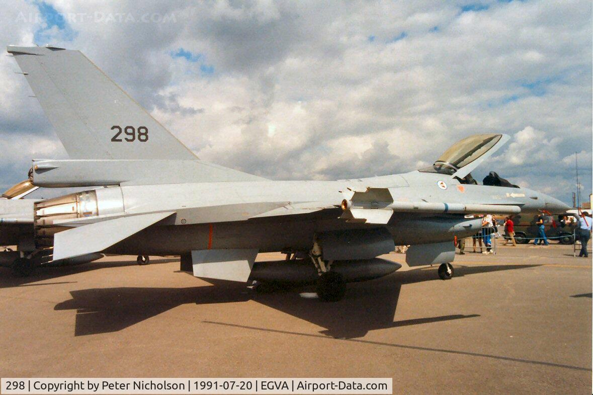 298, General Dynamics F-16AM Fighting Falcon C/N 6K-27, F-16A Falcon of 338 Skv Royal Norwegian Air Force at the 1991 Intnl Air Tattoo at RAF Fairford.