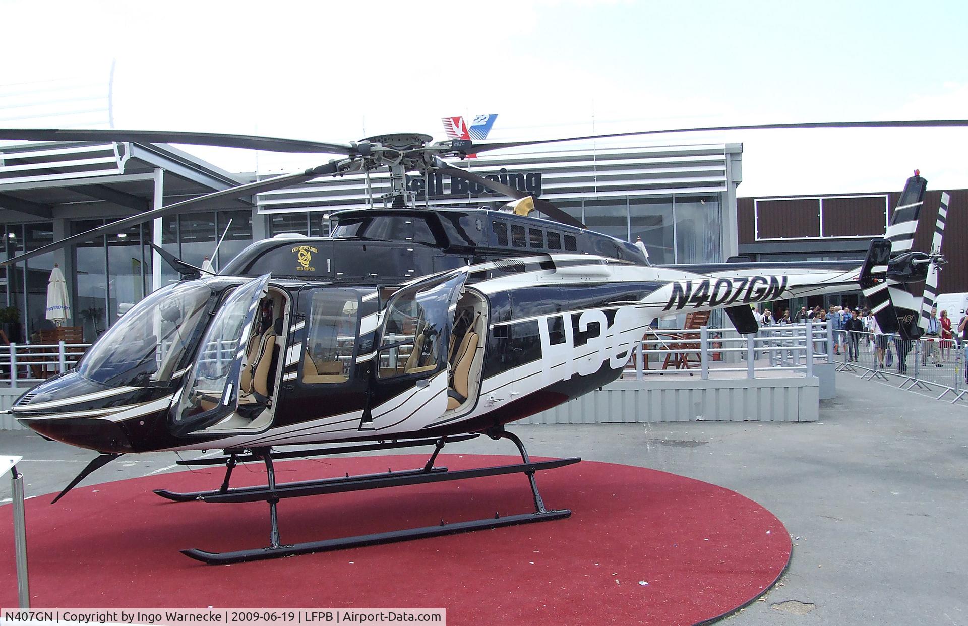 N407GN, 2002 Bell 407 C/N 53539, Bell 407 of Conquistador Helo Services at the Aerosalon 2009, Paris