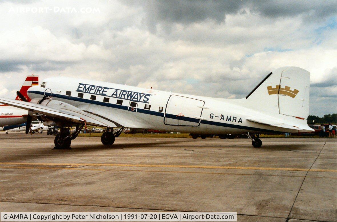 G-AMRA, 1944 Douglas DC-3C (C-47B-15-DK) C/N 15290, Dakota 6 of Air Atlantique visiting the 1991 Intnl Air Tattoo at RAF Fairford.