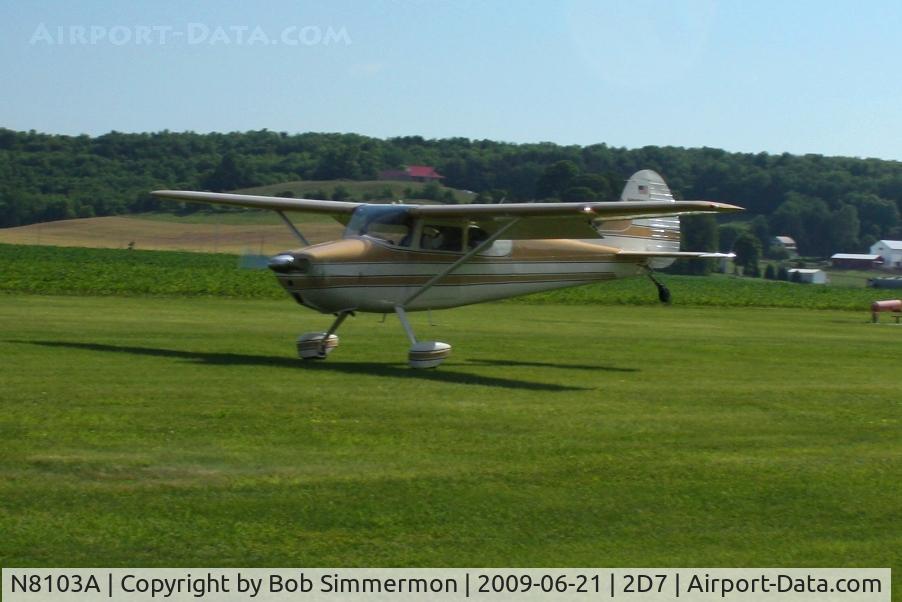 N8103A, 1952 Cessna 170B C/N 20955, Landing on 28 at the Beach City, Ohio Father's Day fly-in.
