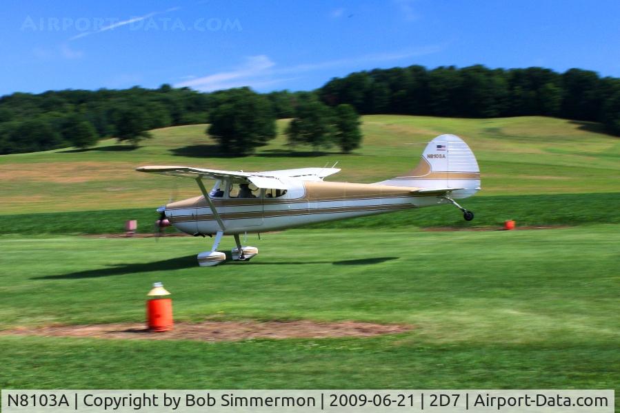 N8103A, 1952 Cessna 170B C/N 20955, Landing on 28 at the Beach City, Ohio Father's Day fly-in.