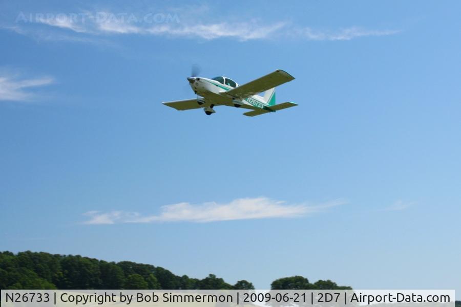 N26733, 1978 Grumman American AA-5A Cheetah C/N AA5A0605, Departing Beach City, Ohio Father's Day fly-in.