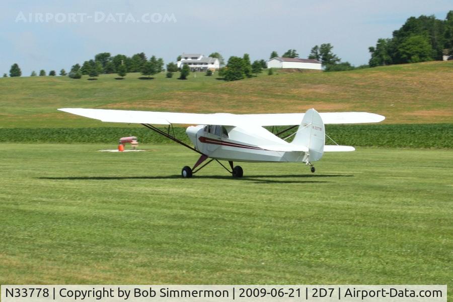 N33778, 1941 Aeronca 65-CA Super Chief C/N C13421, Departing 28 at the Beach City, Ohio Father's Day fly-in.