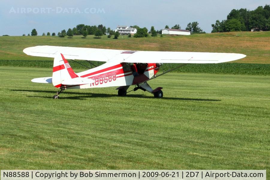N88588, 1946 Piper J3C-65 Cub Cub C/N 16214, Departing Beach City, Ohio Father's Day fly-in.