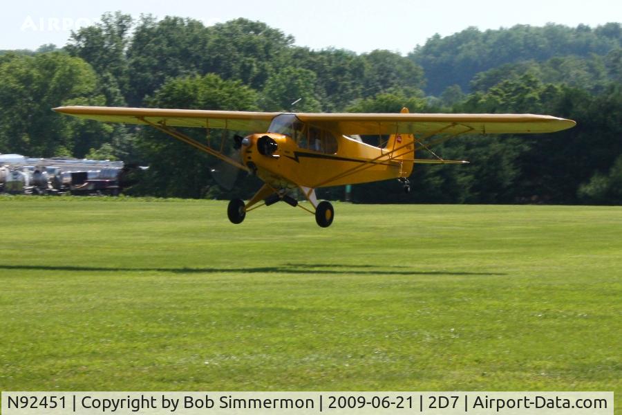 N92451, 1946 Piper J3C-65 Cub Cub C/N 16920, Arriving at the Father's Day fly-in; Beach City, Ohio.