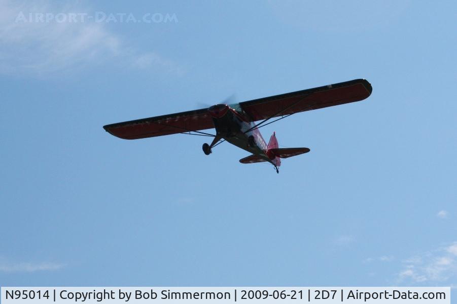 N95014, 1946 Taylorcraft BC12-D C/N 9414, Overflying Father's Day fly-in at Beach City, Ohio.