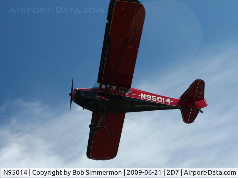 N95014, 1946 Taylorcraft BC12-D C/N 9414, Overflying Father's Day fly-in at Beach City, Ohio.
