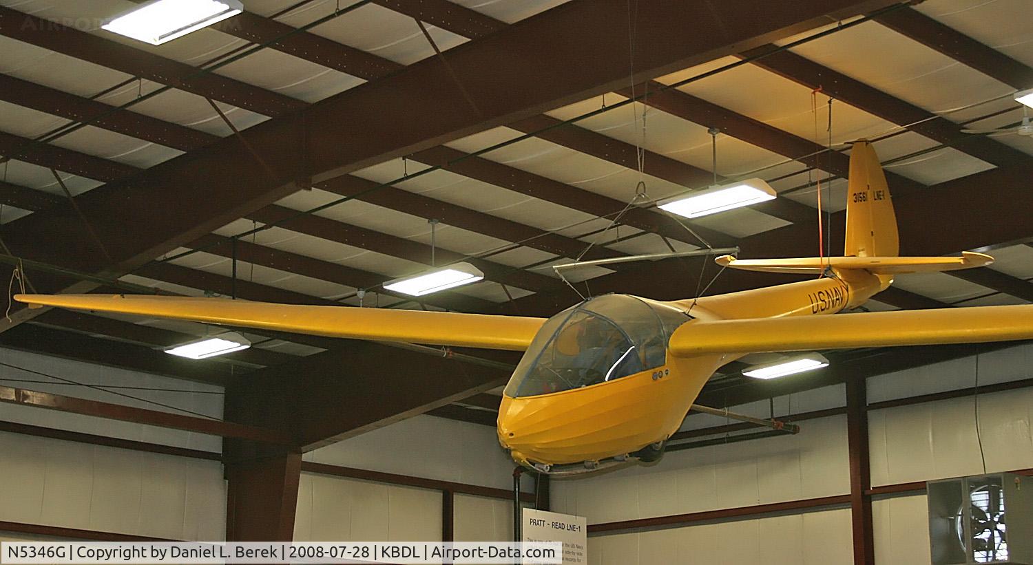 N5346G, 1942 Pratt Read PR-G1 C/N 31561, This unusual Navy glider is at the New England Air Museum, on loan from the National Soaring Museum.