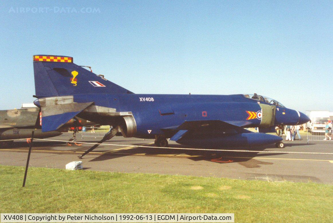 XV408, 1968 McDonnell Douglas Phantom FGR2 C/N 2946, Phantom FGR.2 of 56 Squadron, but still wearing 92 Squadron's colour scheme, at the 1992 Air Tattoo Intnl at Boscombe Down.