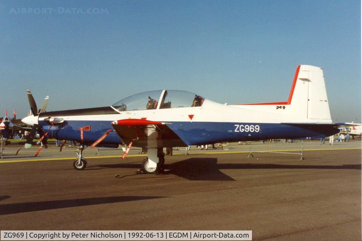 ZG969, 1989 Pilatus PC-9 C/N 177, British Aerospace's Pilatus PC-9 demonstrator on display at the 1992 Air Tattoo Intnl at Boscombe Down.