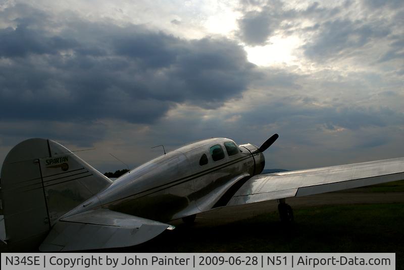 N34SE, 1940 Spartan 7W Executive C/N 34, Mrs. Mennen parked during Solberg Airport Open House
