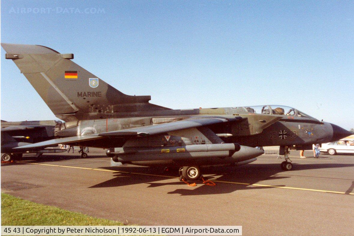 45 43, Panavia Tornado IDS C/N 608/GS191/4243, Tornado IDS of Kreigsmarine MFG-2 at the 1992 Air Tattoo Intnl at Boscombe Down.