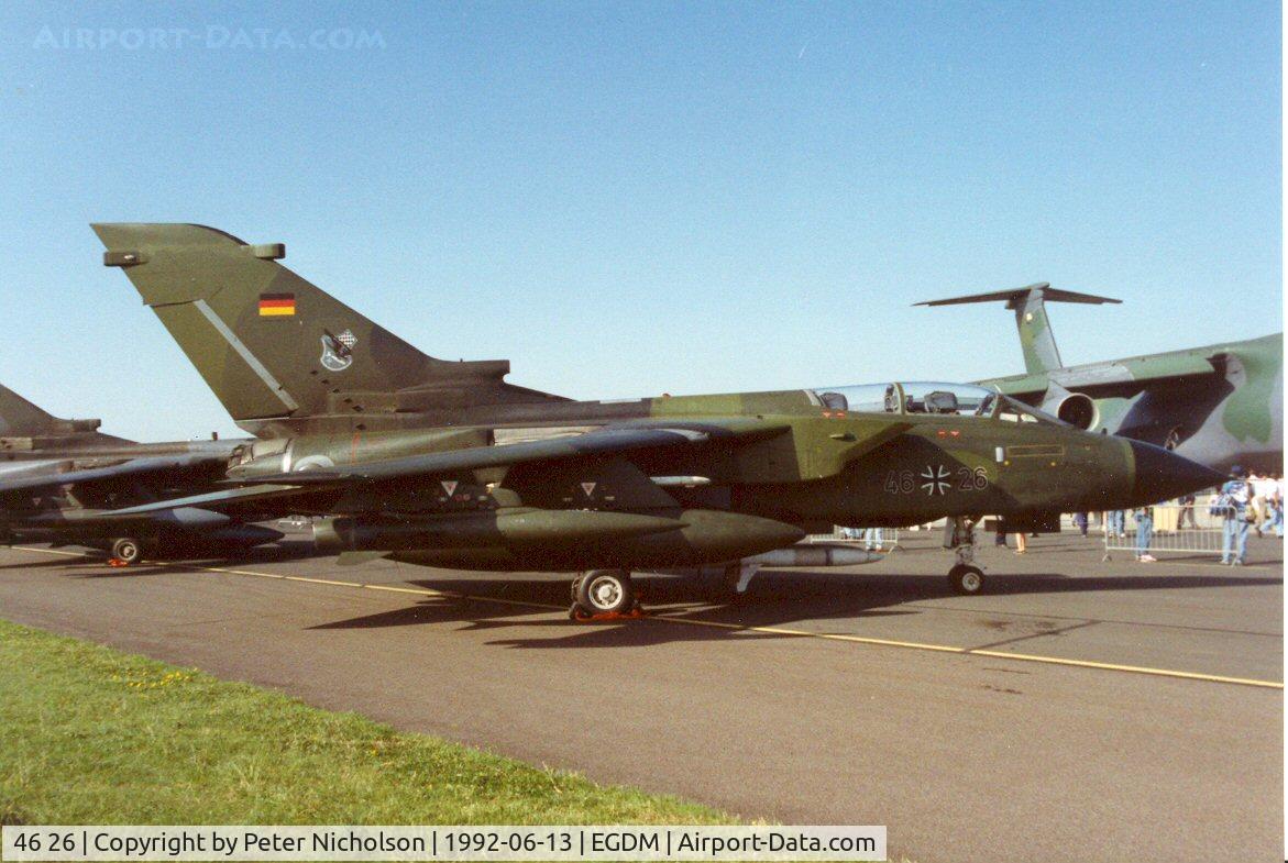 46 26, Panavia Tornado ECR C/N 823/GS259/4326, Tornado ECR of JBG-32 at the 1992 Air Tattoo Intnl at Boscombe Down.