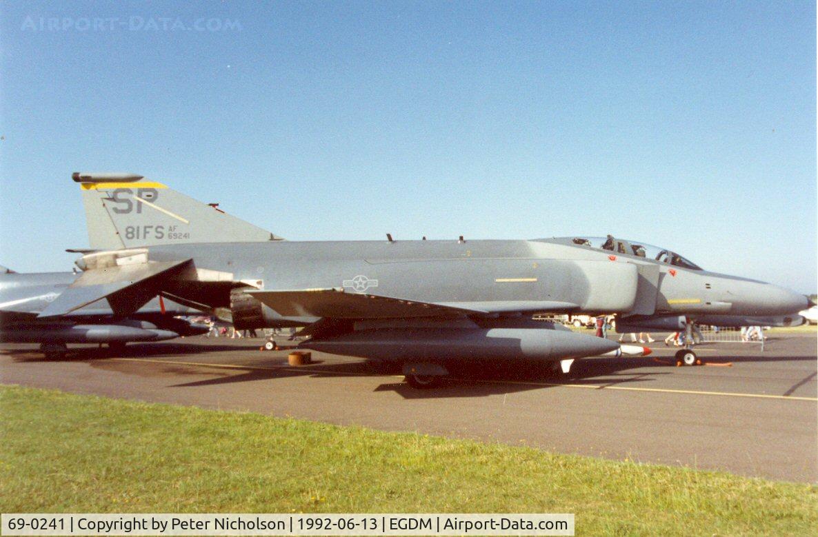 69-0241, 1969 McDonnell Douglas F-4G Phantom II C/N 3764, F-4G Phantom of 81st Fighter Squadron/52nd Fighter Wing at the 1992 Air Tattoo Intnl at Boscombe Down.