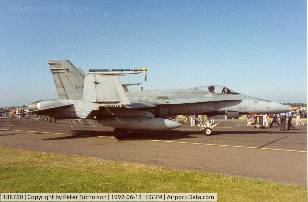 188760, 1986 McDonnell Douglas CF-188A Hornet C/N 0409/A341, CF-18A Hornet of 439 Squadron 1st Canadian Air Division at the 1992 Air Tattoo Intnl at Boscombe Down.