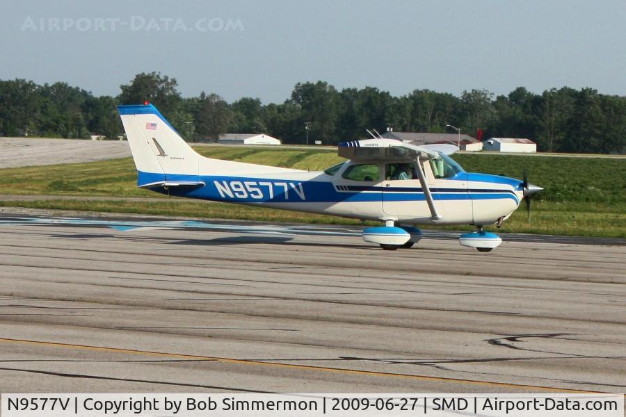 N9577V, 1974 Cessna 172M Skyhawk II C/N 17264379, Arriving at Fort Wayne, Indiana's Smith field during the fly-in breakfast.
