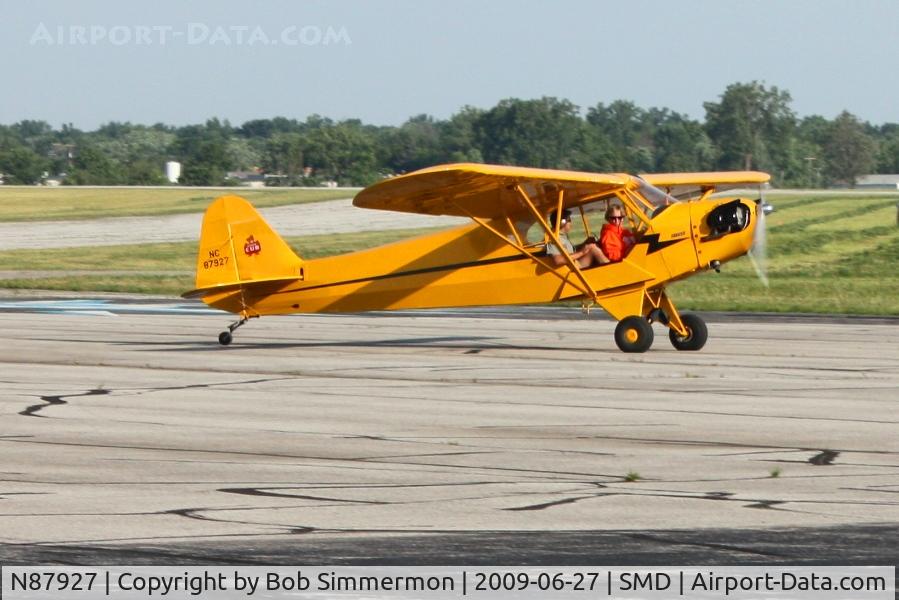 N87927, 1946 Piper J3C-65 Cub Cub C/N 15545, Arriving at Fort Wayne, Indiana's Smith field during the fly-in breakfast.