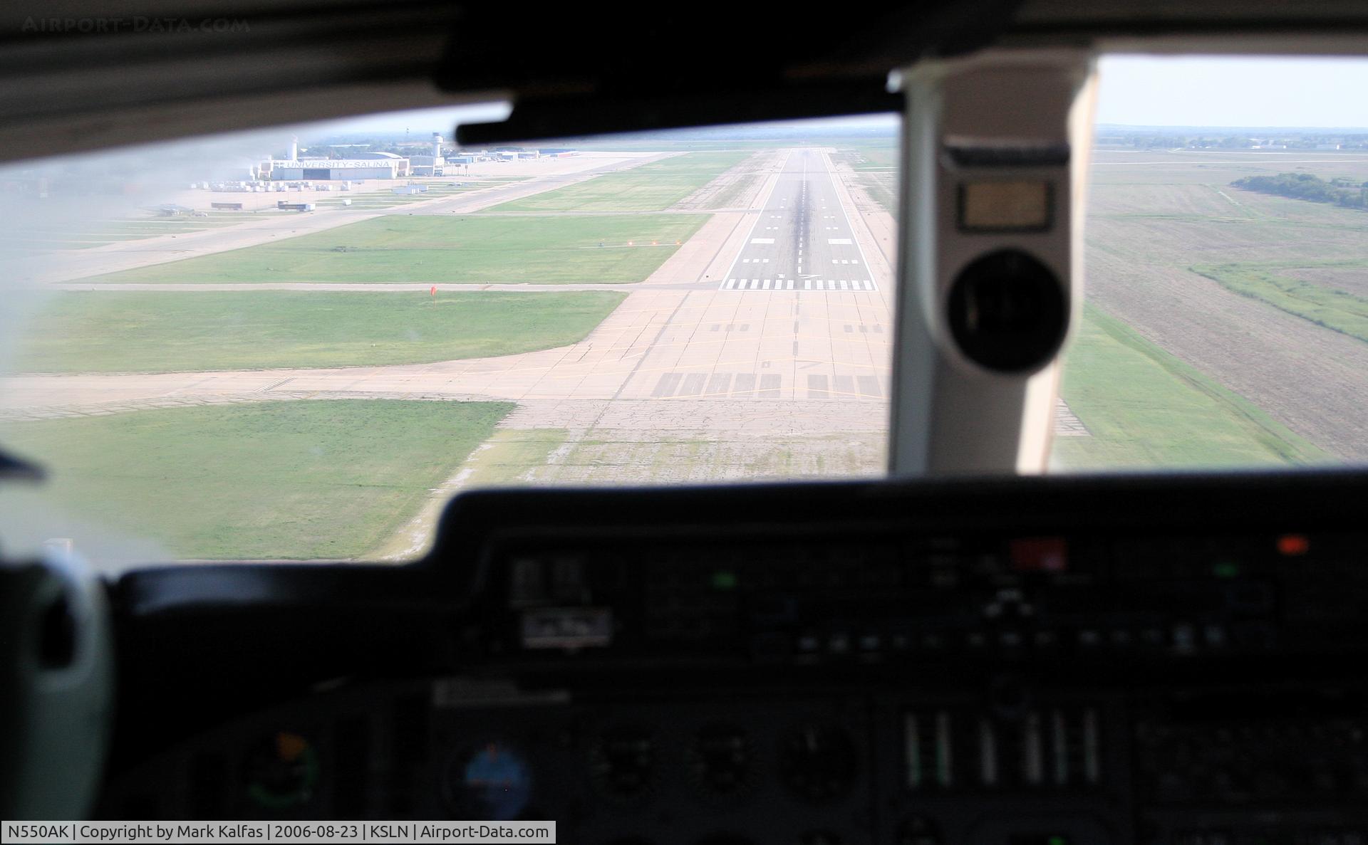 N550AK, 1982 Gates Learjet 55 C/N 045, Short final RWY 17 KSLN on a trip from KSNA